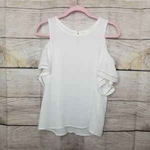 Cold Shoulder White Blouse